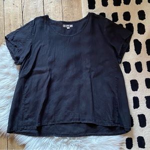 Flax Linen T Shirt Black L